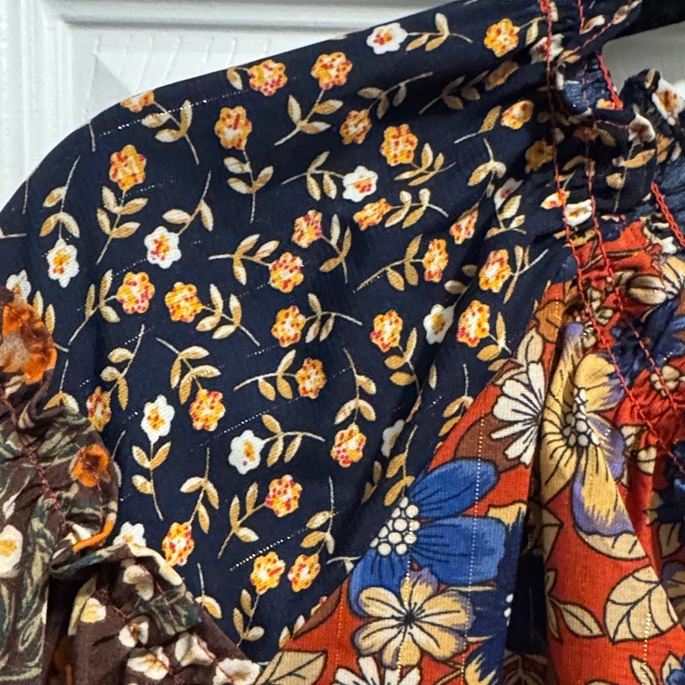 Umgee Boho Patchwork Long Sleeve Blouse Gypsy - Picture 4 of 11